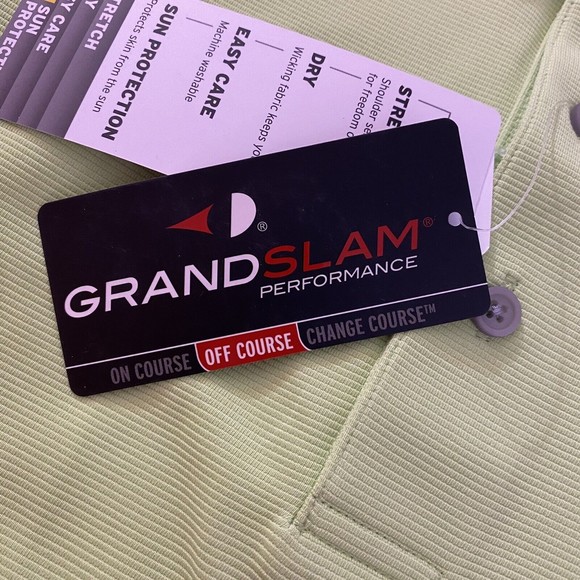 NWT Men’s Grand Slam Performance Off Course Golf Polo UPF 50 Neon Green Sz XL - Picture 8 of 16